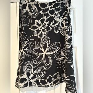 Josephine Chaus Gray And Black Abstract Floral A Line Skirt Size 12 Lightweight